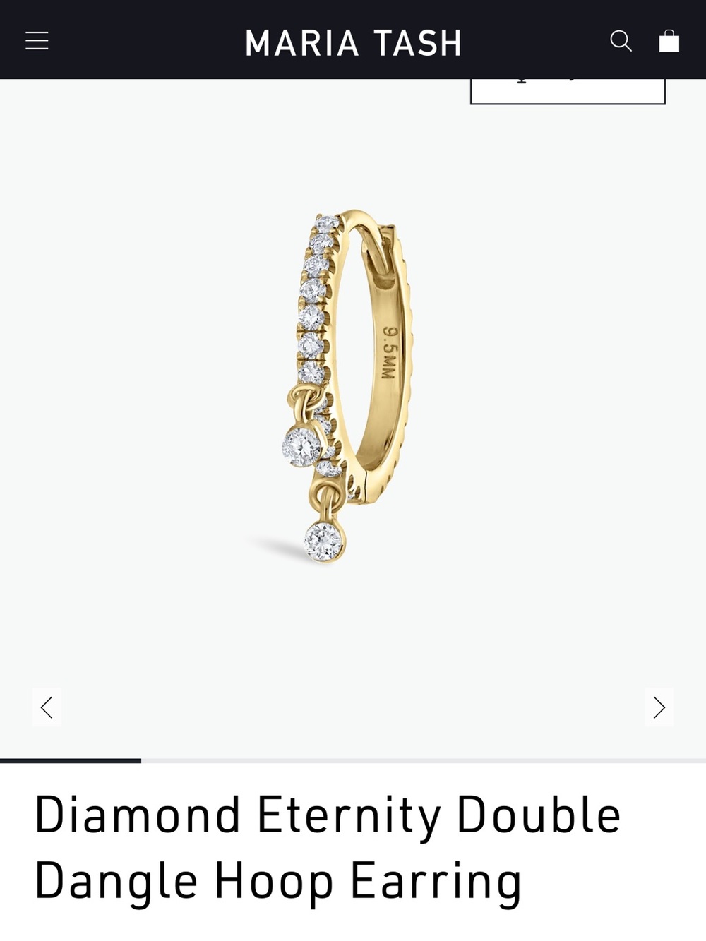 Maria Tash *NEW* Diamond Eternity Double Dangle Hoop Earring, Yellow Gold 9.5mm
